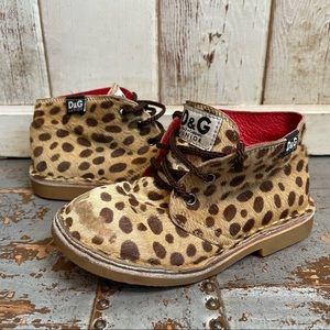 D&G Junior Animal Print Lace Up Shoes